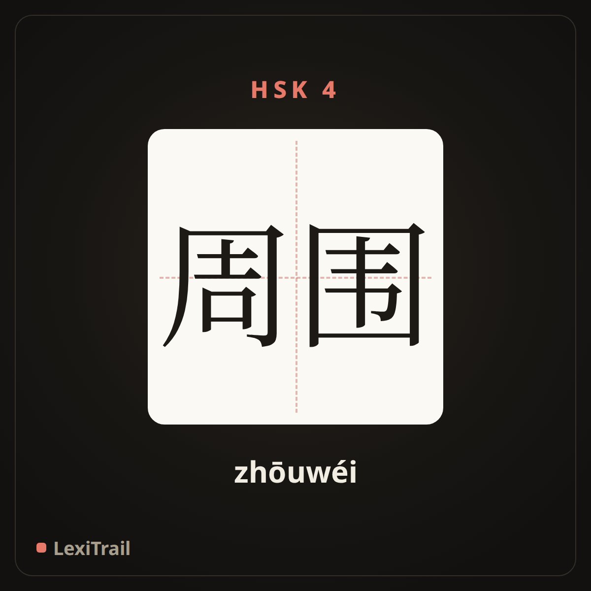 周围 — the Chinese character for around (zhōuwéi), stroke diagram