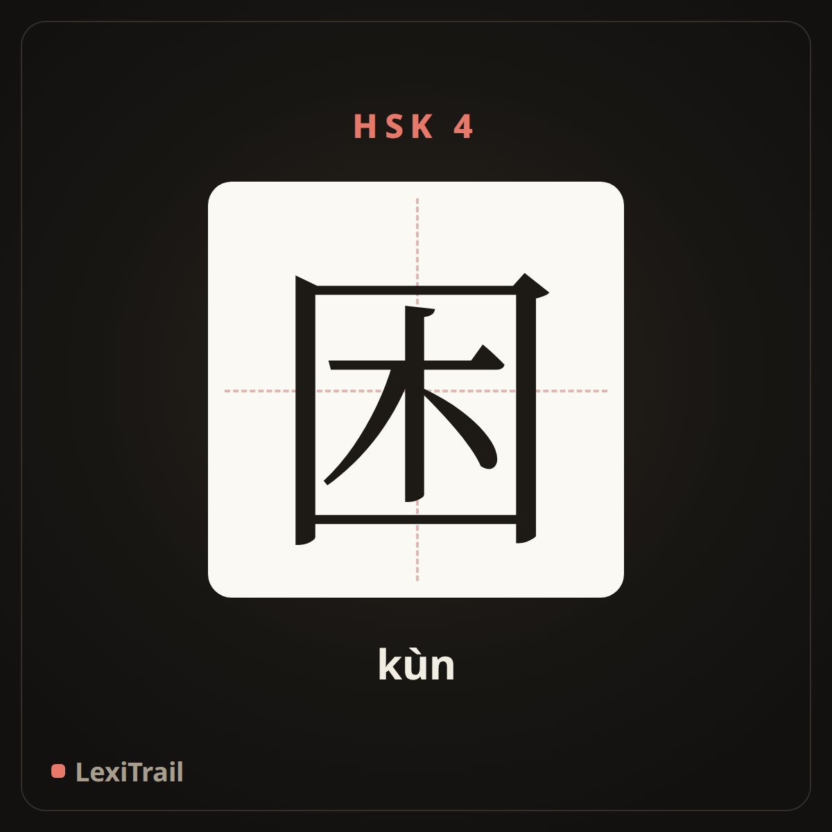 困 — the Chinese character for sleepy (kùn), stroke diagram