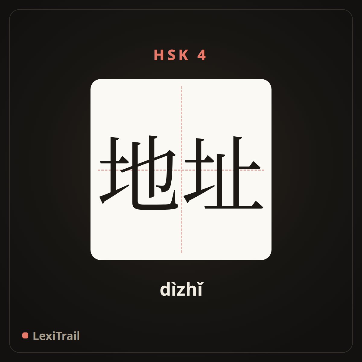 地址 — the Chinese character for address (dìzhǐ), stroke diagram