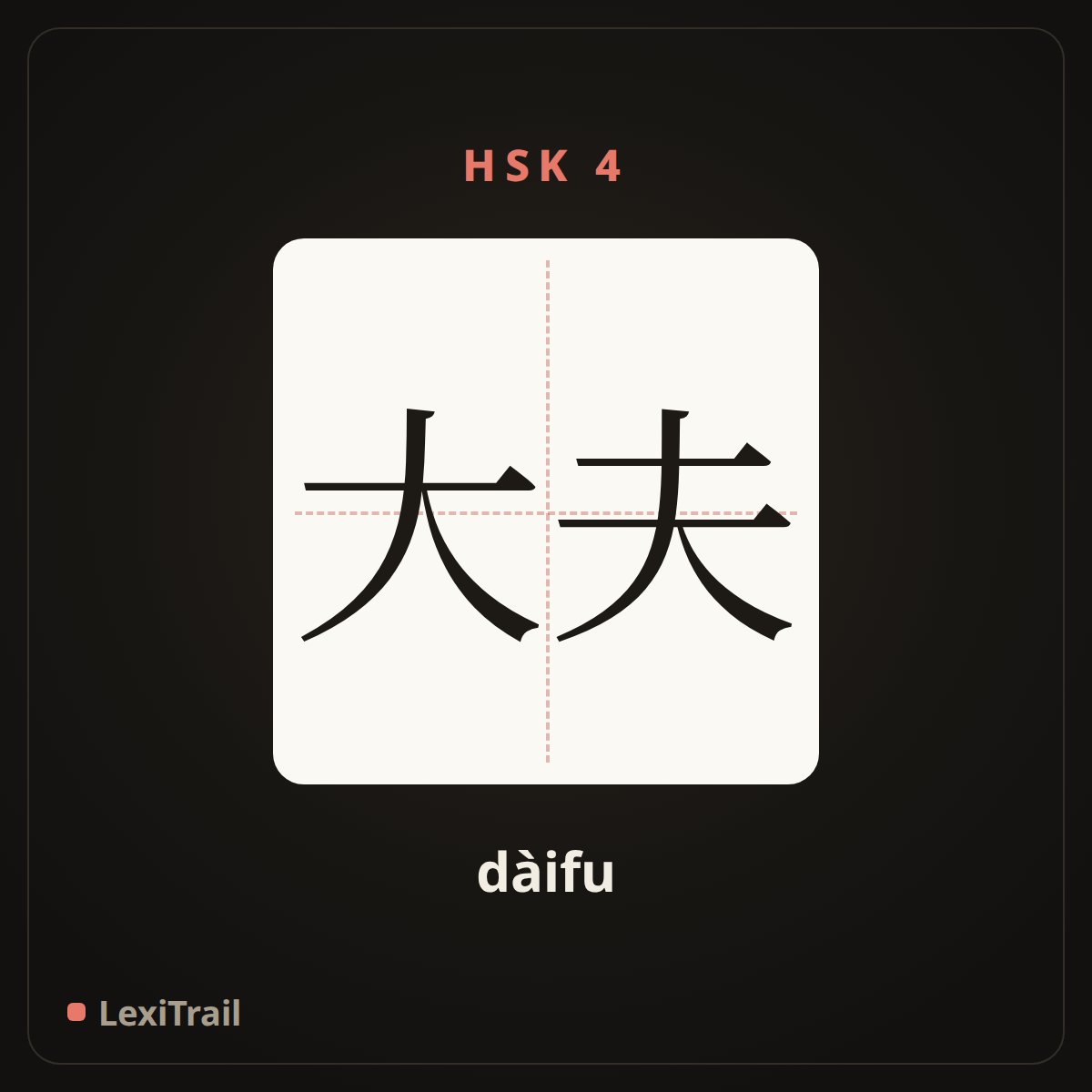 大夫 — the Chinese character for Doctor (dàifu), stroke diagram