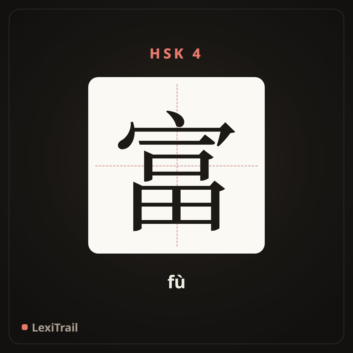 富 — the Chinese character for rich (fù), stroke diagram