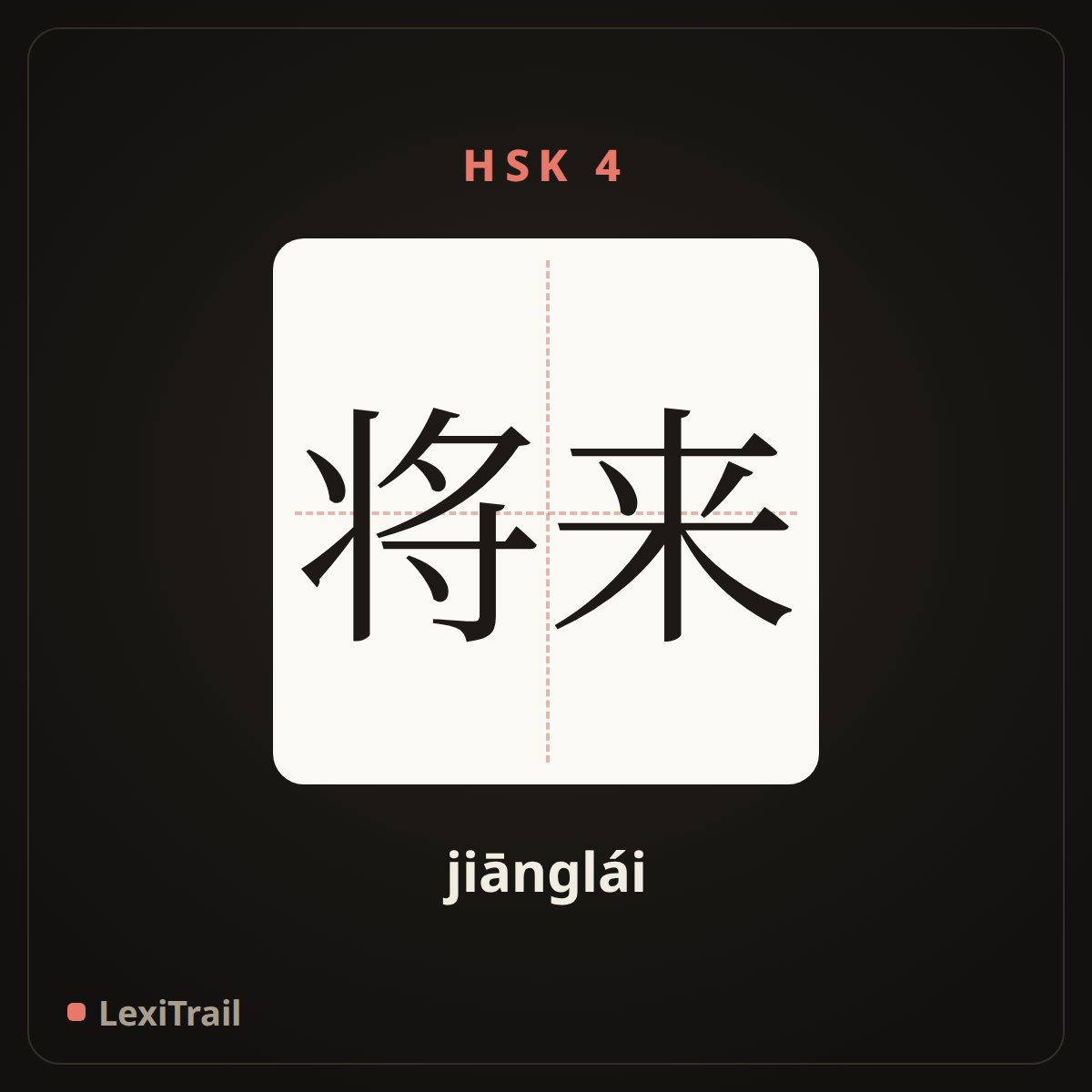 将来 — the Chinese character for future (jiānglái), stroke diagram