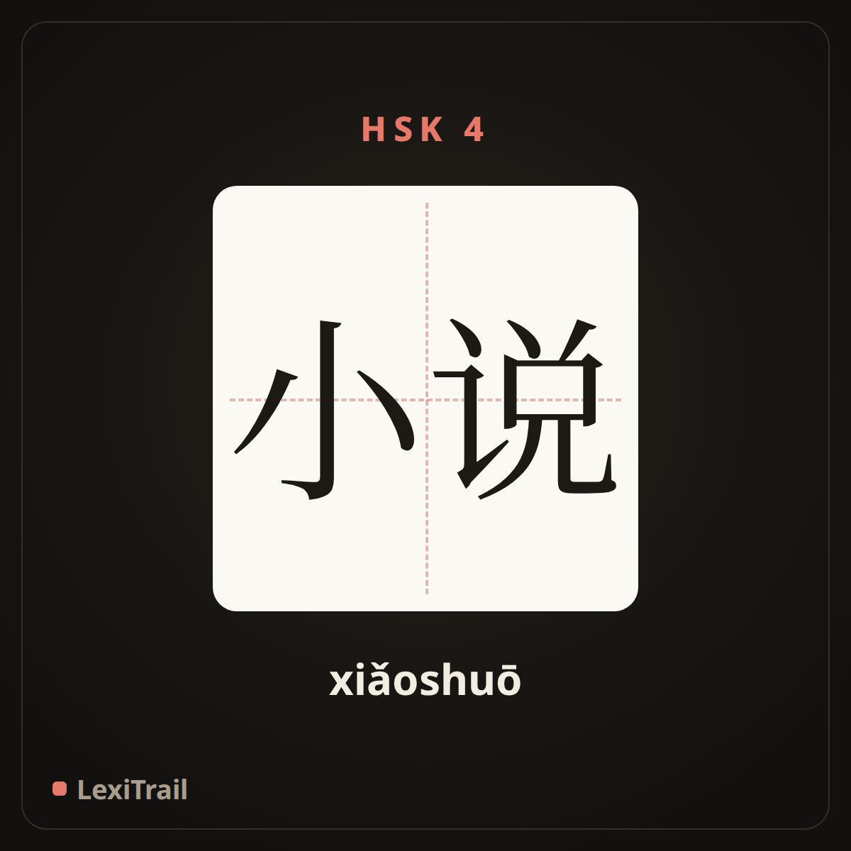 小说 — the Chinese character for Novel (xiǎoshuō), stroke diagram
