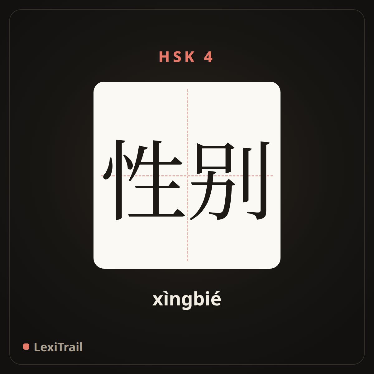性别 — the Chinese character for Gender (xìngbié), stroke diagram