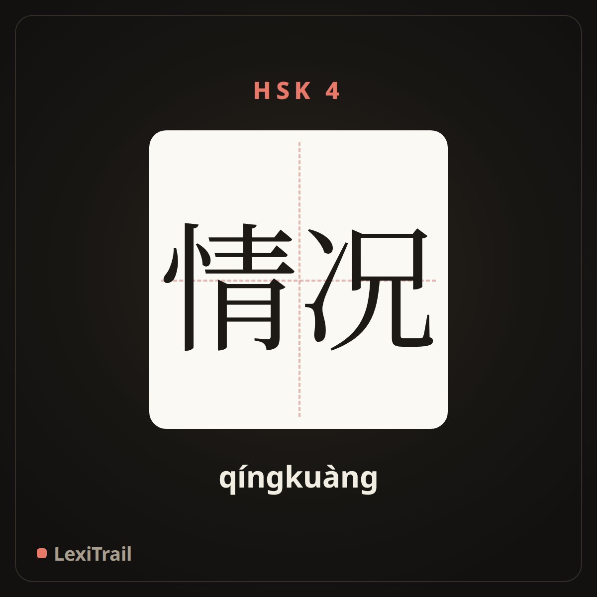 情况 — the Chinese character for Situation (qíngkuàng), stroke diagram