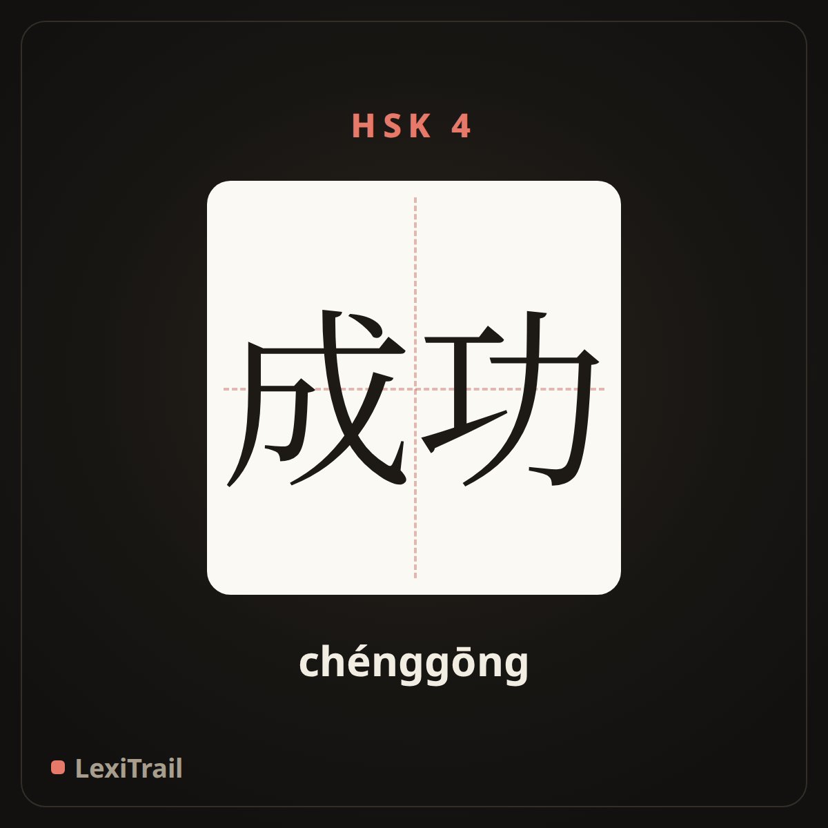 成功 — the Chinese character for Success (chénggōng), stroke diagram