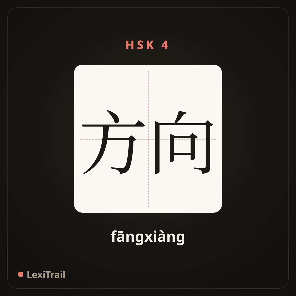 方向 — the Chinese character for direction (fāngxiàng), stroke diagram