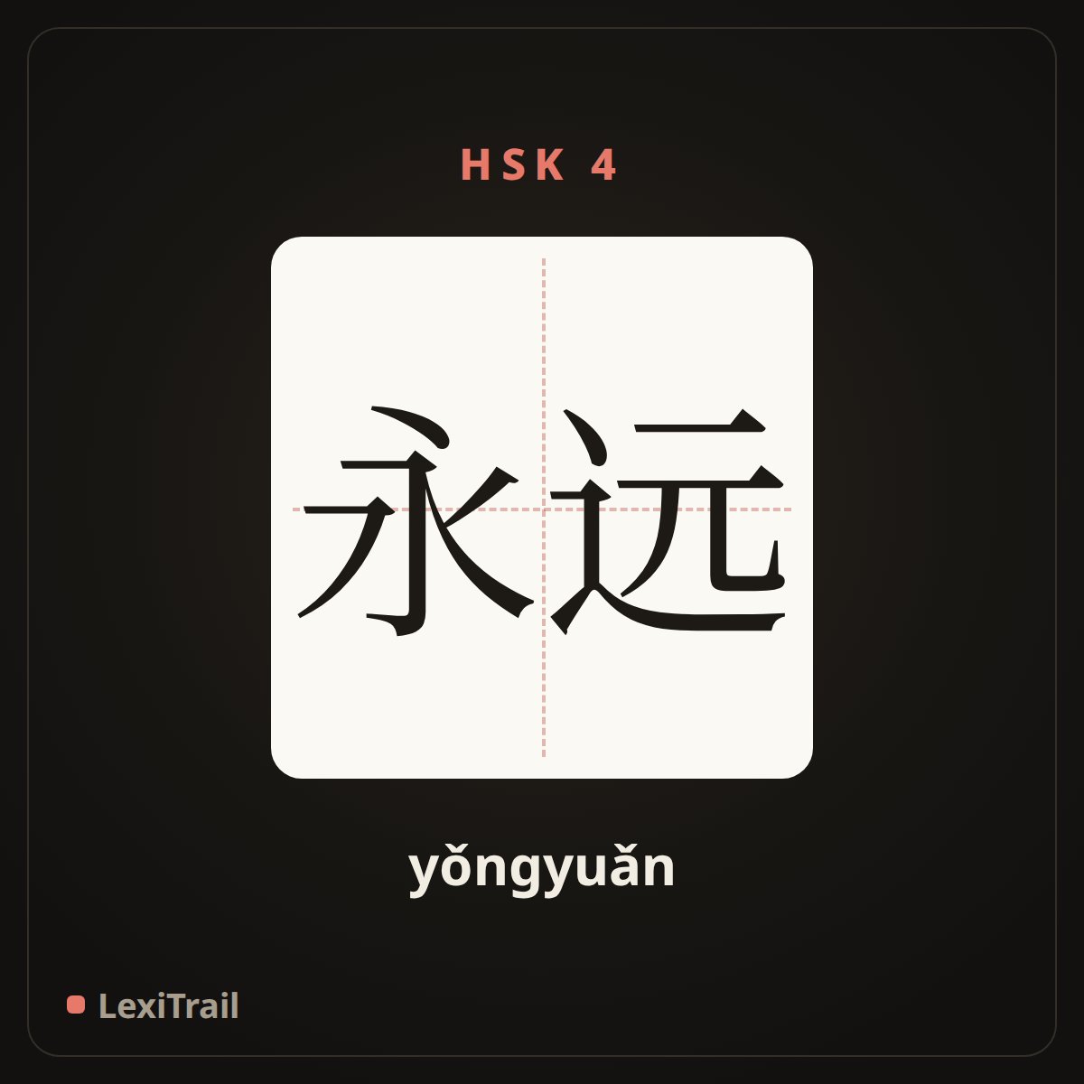 永远 — the Chinese character for forever (yǒngyuǎn), stroke diagram