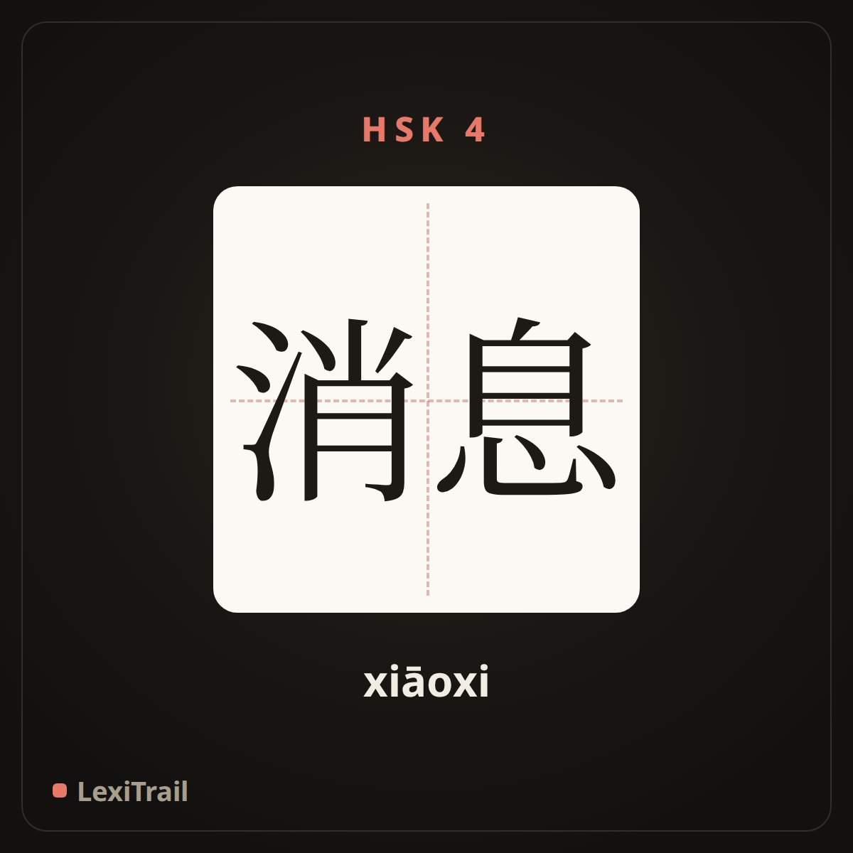 消息 — the Chinese character for message (xiāoxi), stroke diagram