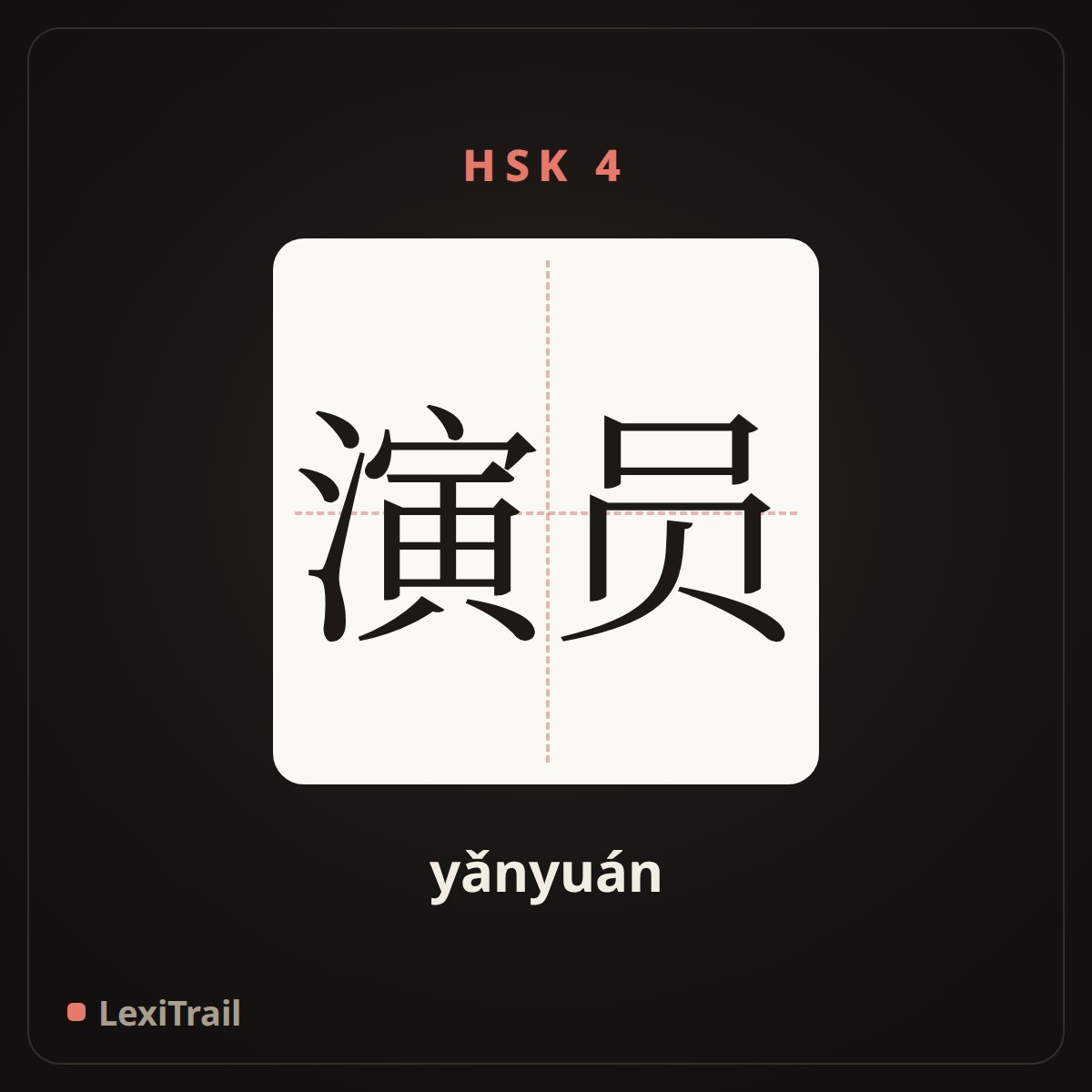 演员 — the Chinese character for performer, actor (yǎnyuán), stroke diagram