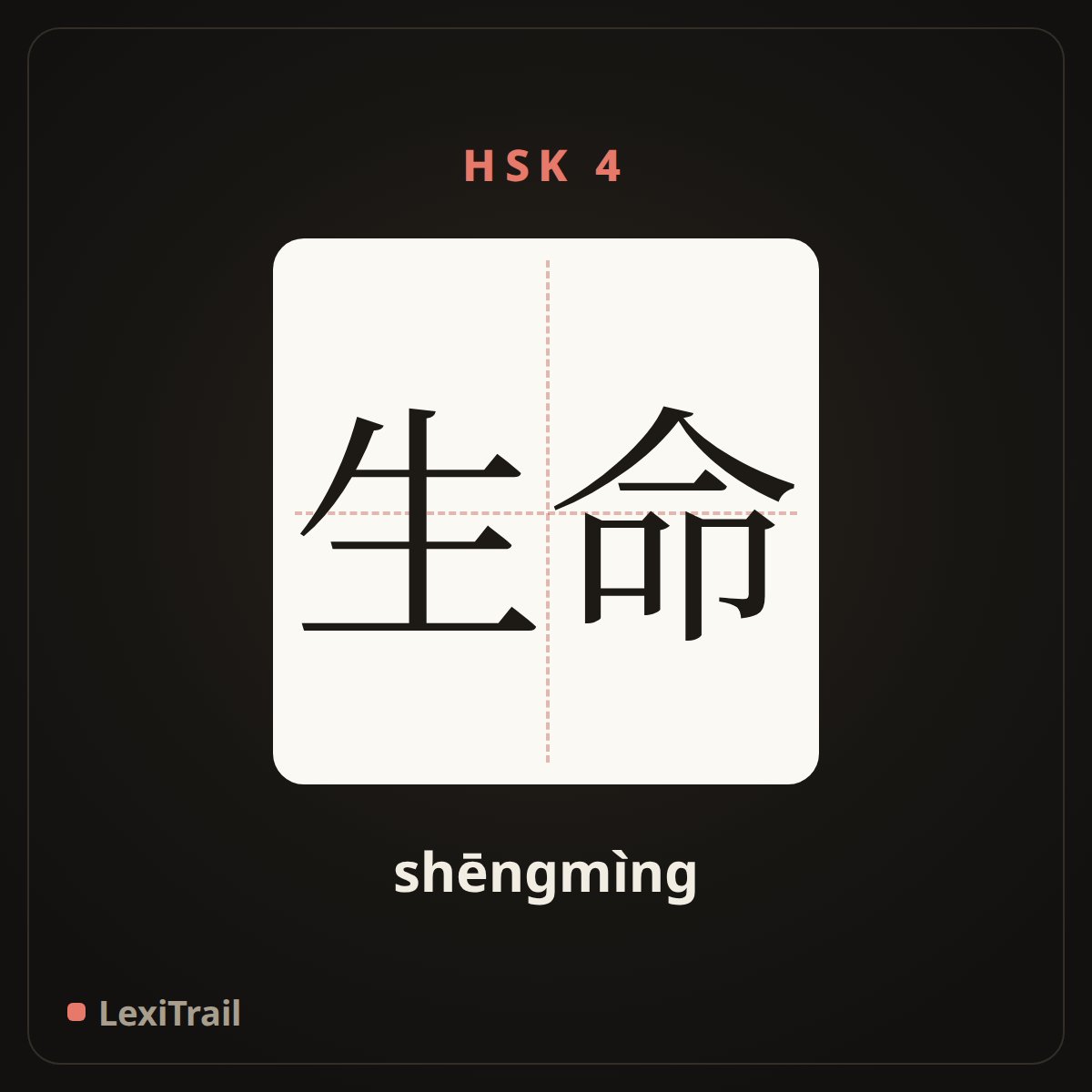 生命 — the Chinese character for life (shēngmìng), stroke diagram