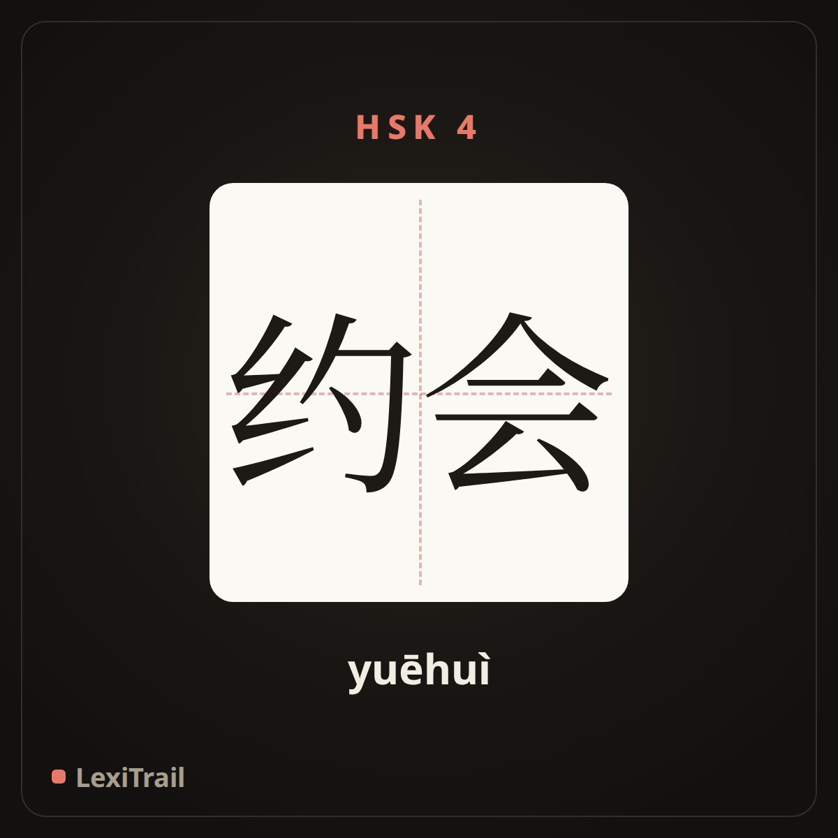 约会 — the Chinese character for Date (yuēhuì), stroke diagram