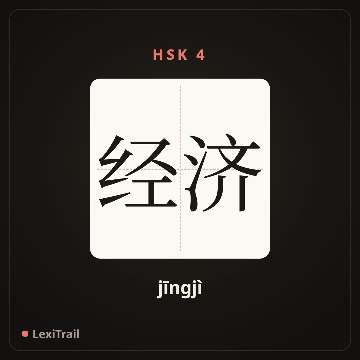 经济 — the Chinese character for Economics (jīngjì), stroke diagram