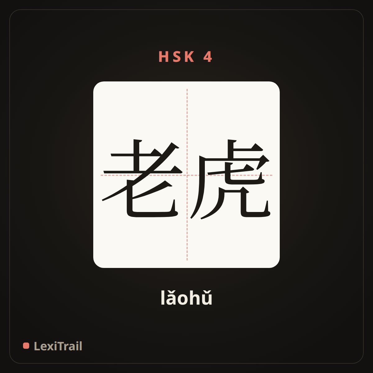 老虎 — the Chinese character for Tiger (lǎohǔ), stroke diagram