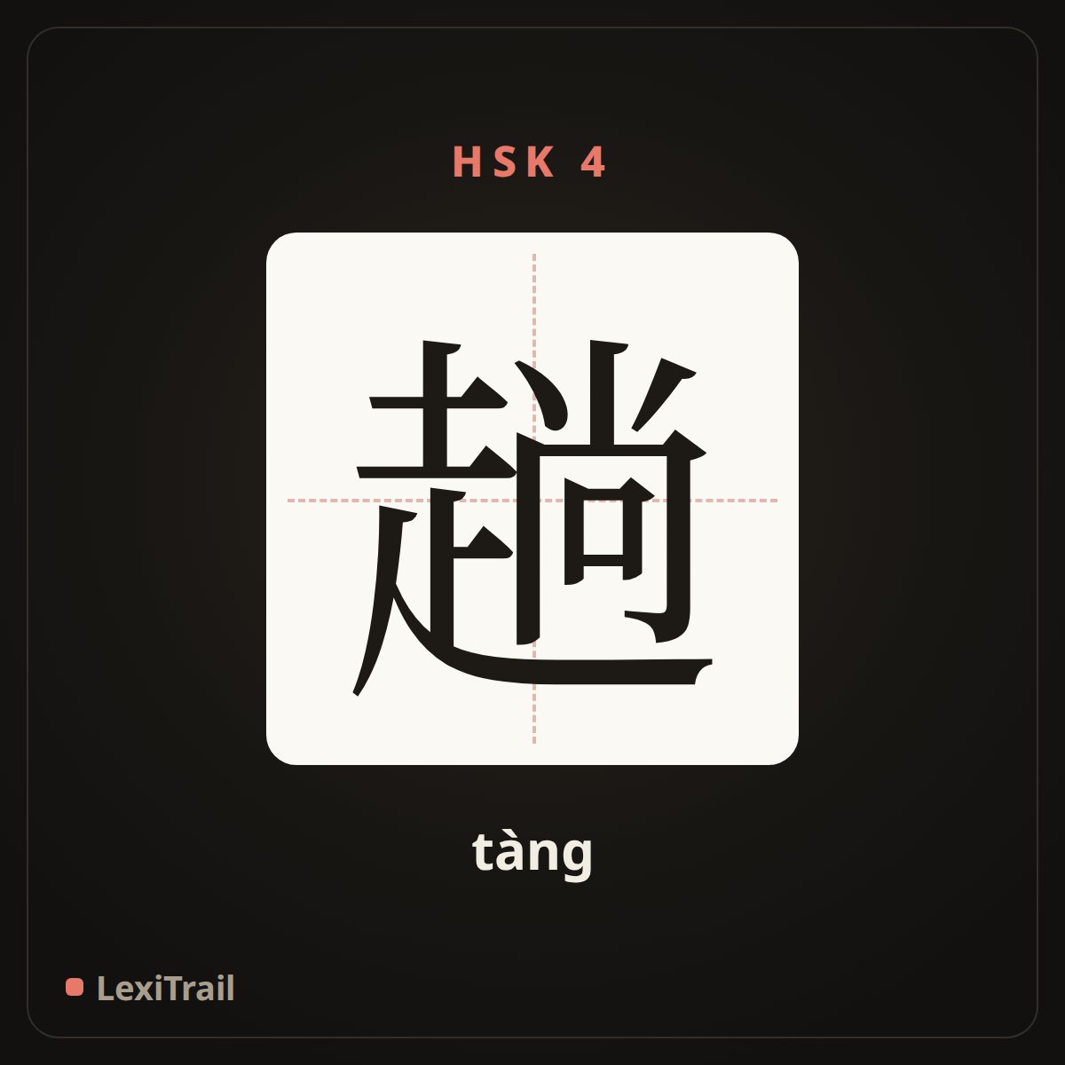 趟 — the Chinese character for Trip (tàng), stroke diagram