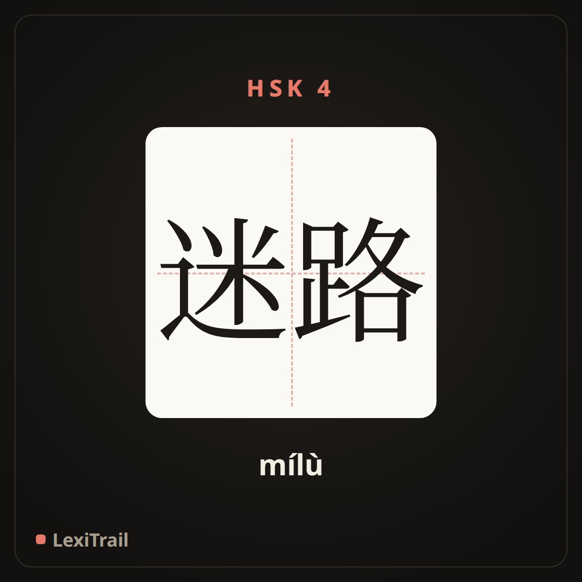 迷路 — the Chinese character for Get lost (mílù), stroke diagram