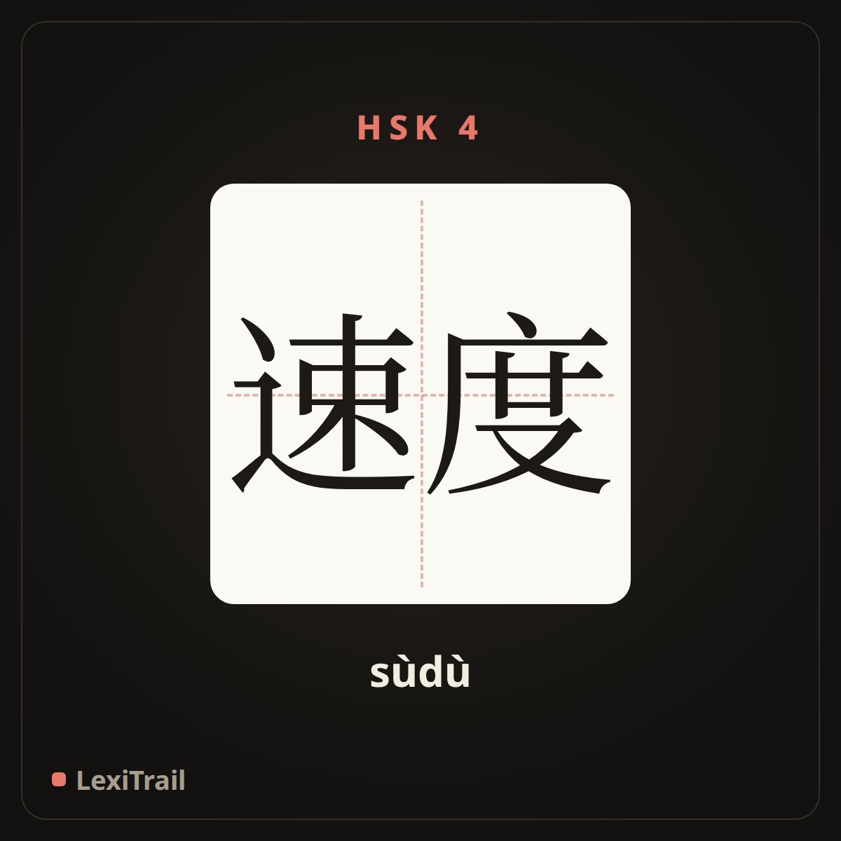 速度 — the Chinese character for speed (sùdù), stroke diagram
