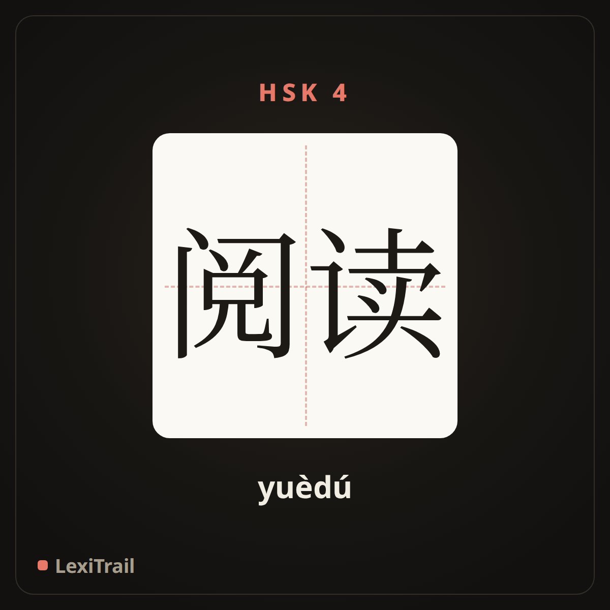阅读 — the Chinese character for Read (yuèdú), stroke diagram
