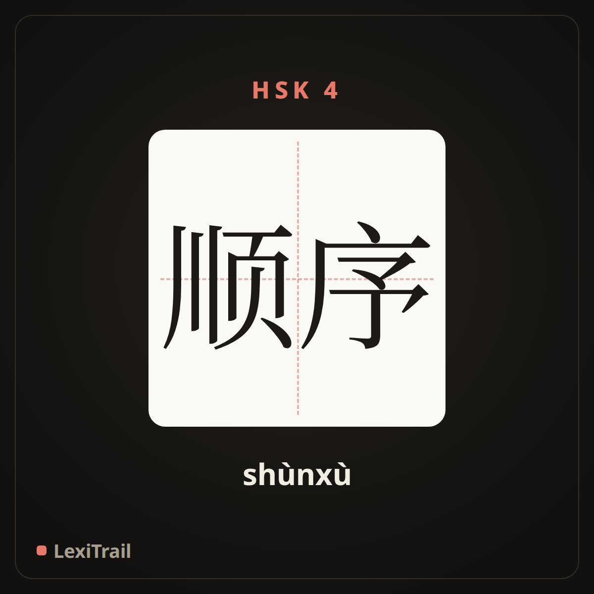 顺序 — the Chinese character for order (shùnxù), stroke diagram