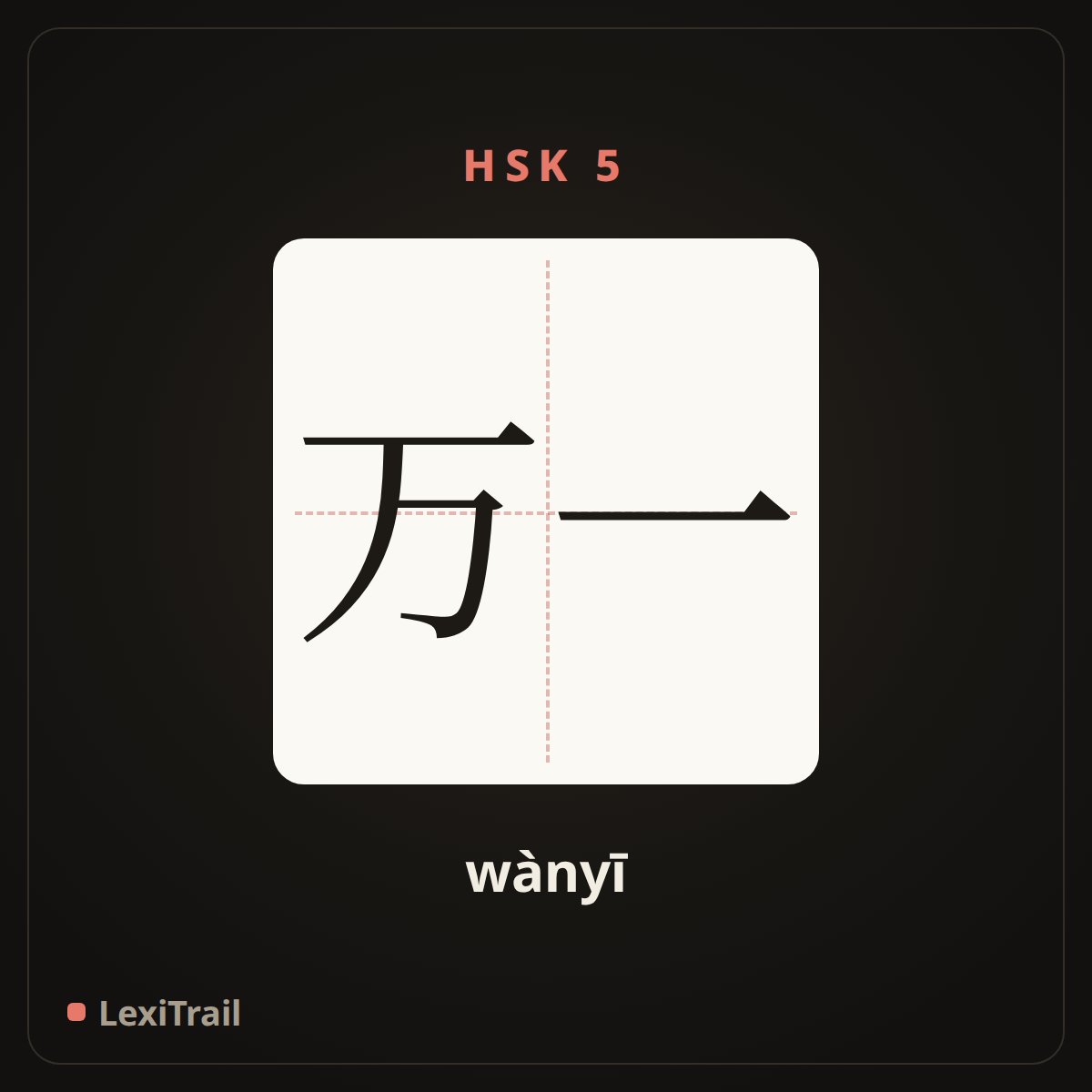 万一 — the Chinese character for In case (wànyī), stroke diagram