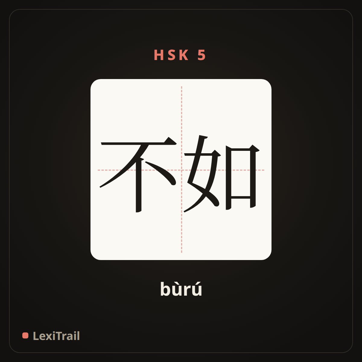 不如 — the Chinese character for not as good as (bùrú), stroke diagram
