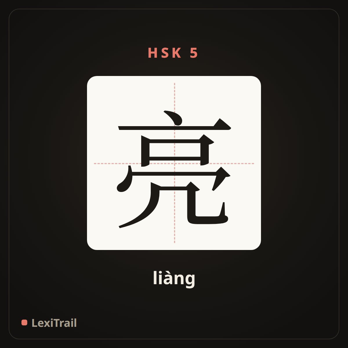 亮 — the Chinese character for bright (liàng), stroke diagram