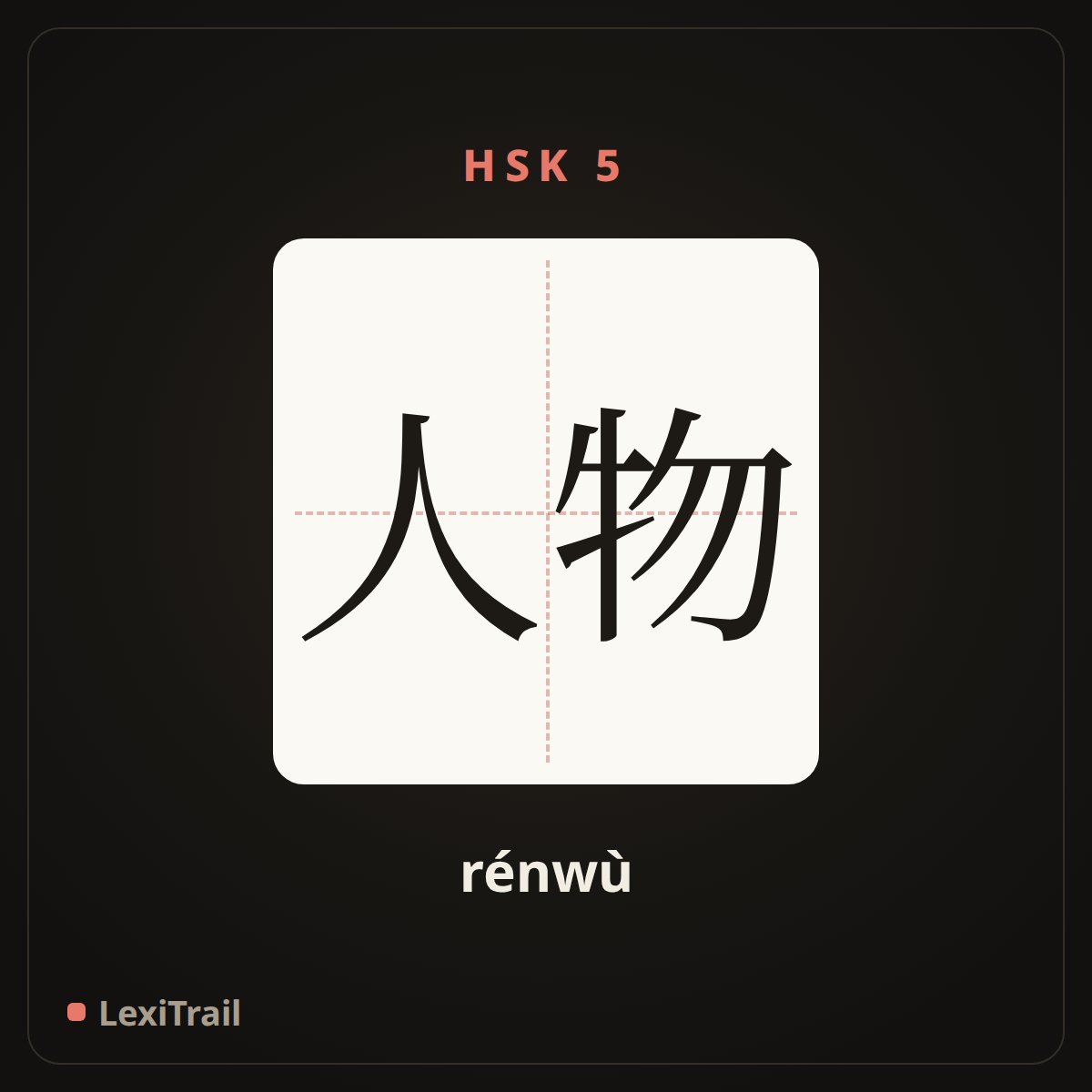 人物 — the Chinese character for character (rénwù), stroke diagram