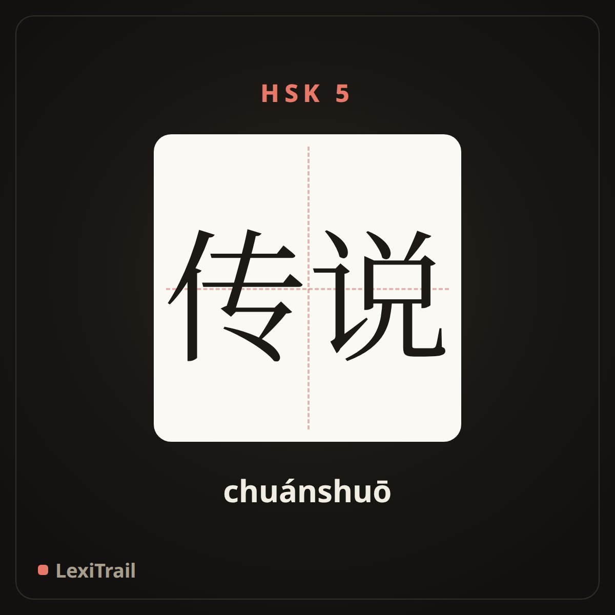 传说 — the Chinese character for Legend (chuánshuō), stroke diagram