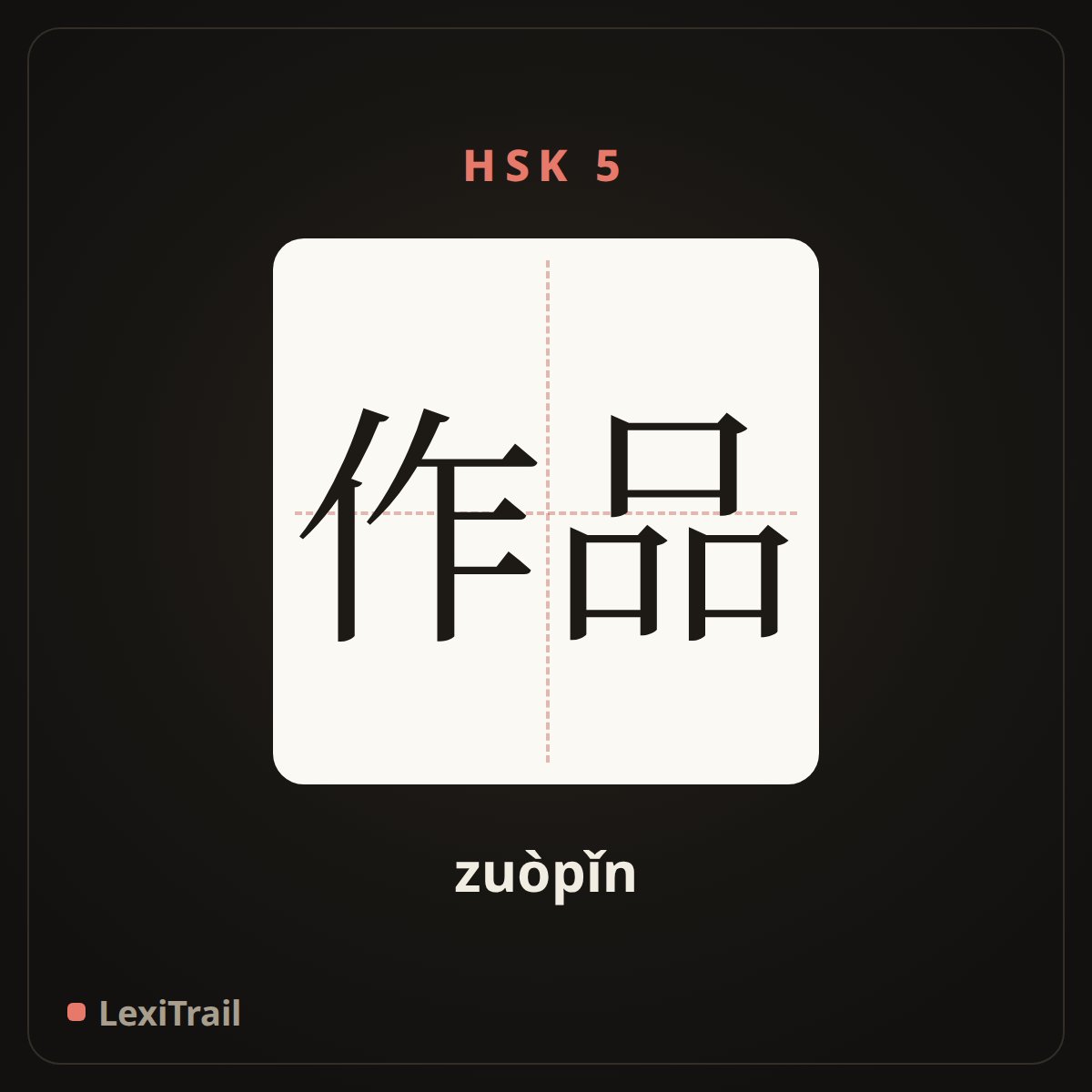 作品 — the Chinese character for works (zuòpǐn), stroke diagram