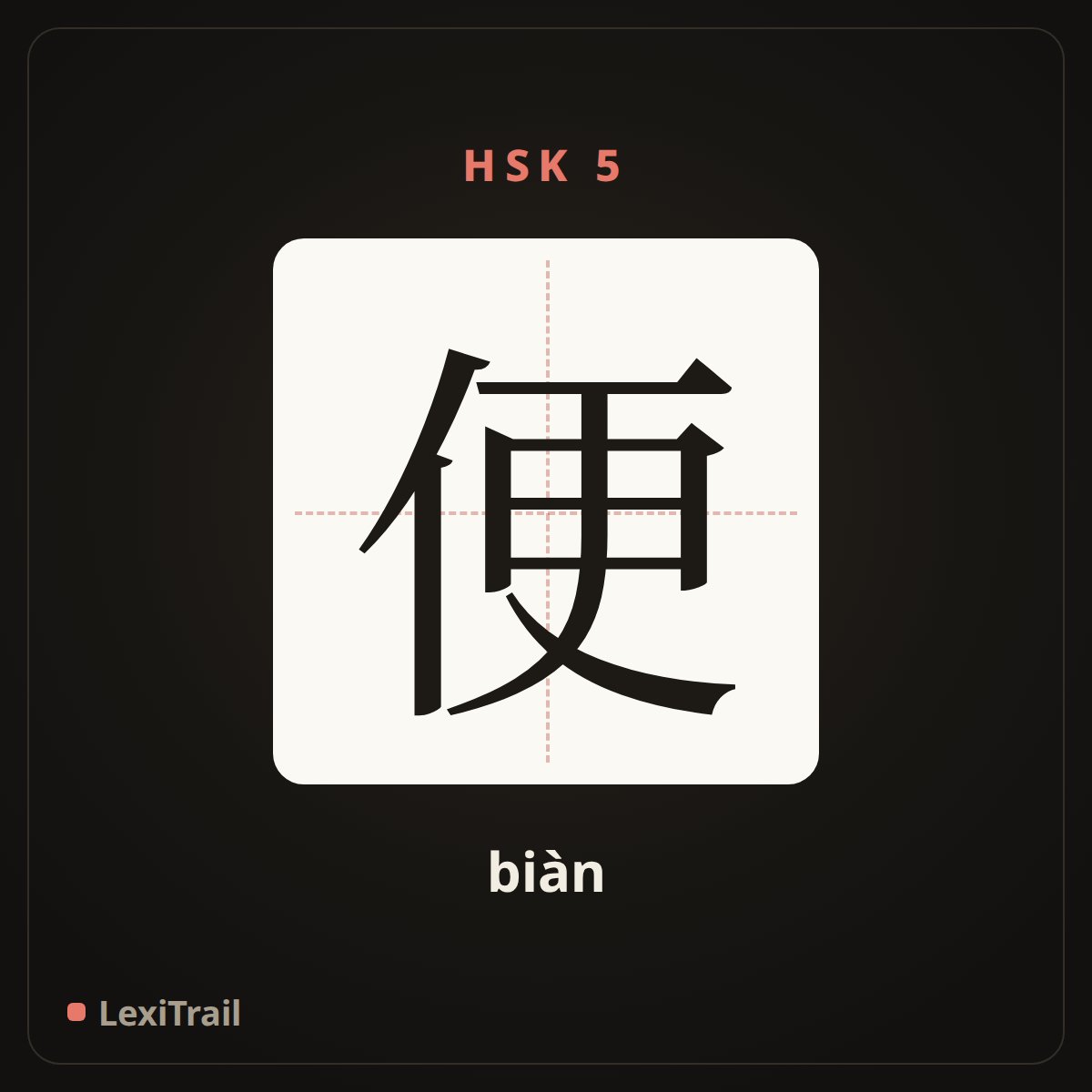 便 — the Chinese character for then, in that case (biàn), stroke diagram