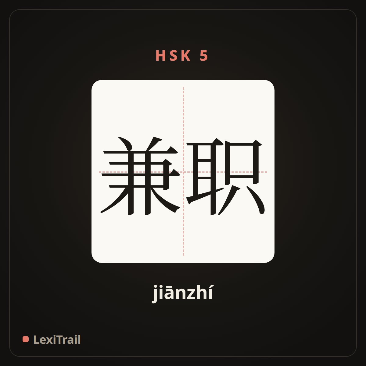 兼职 — the Chinese character for Part-time job (jiānzhí), stroke diagram
