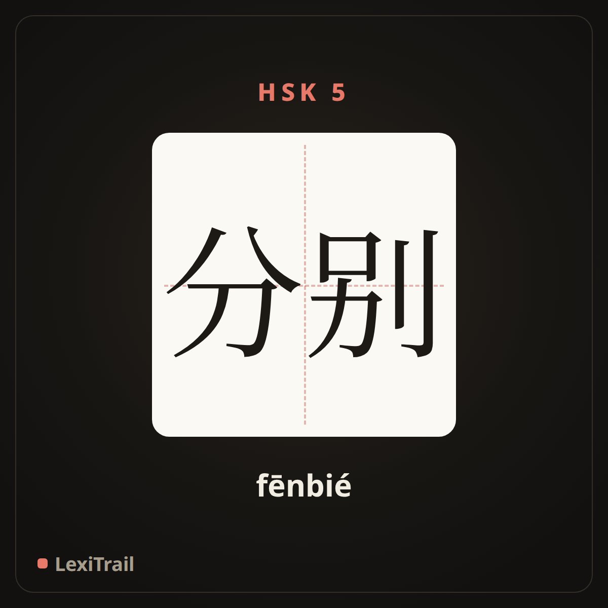 分别 — the Chinese character for part (fēnbié), stroke diagram