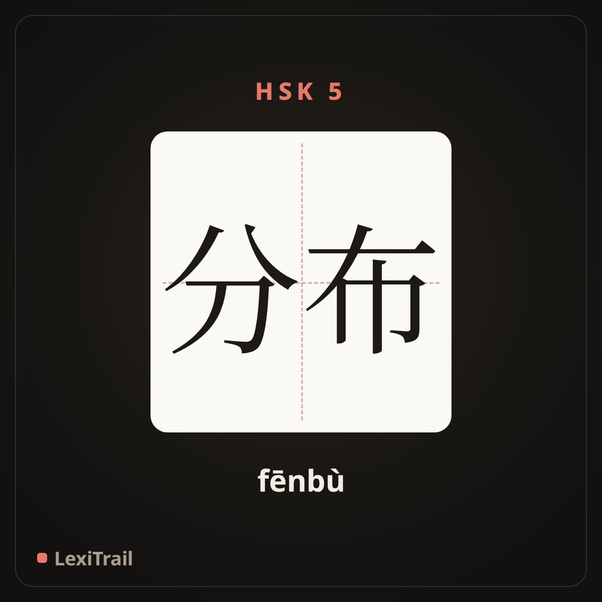 分布 — the Chinese character for distribution (fēnbù), stroke diagram