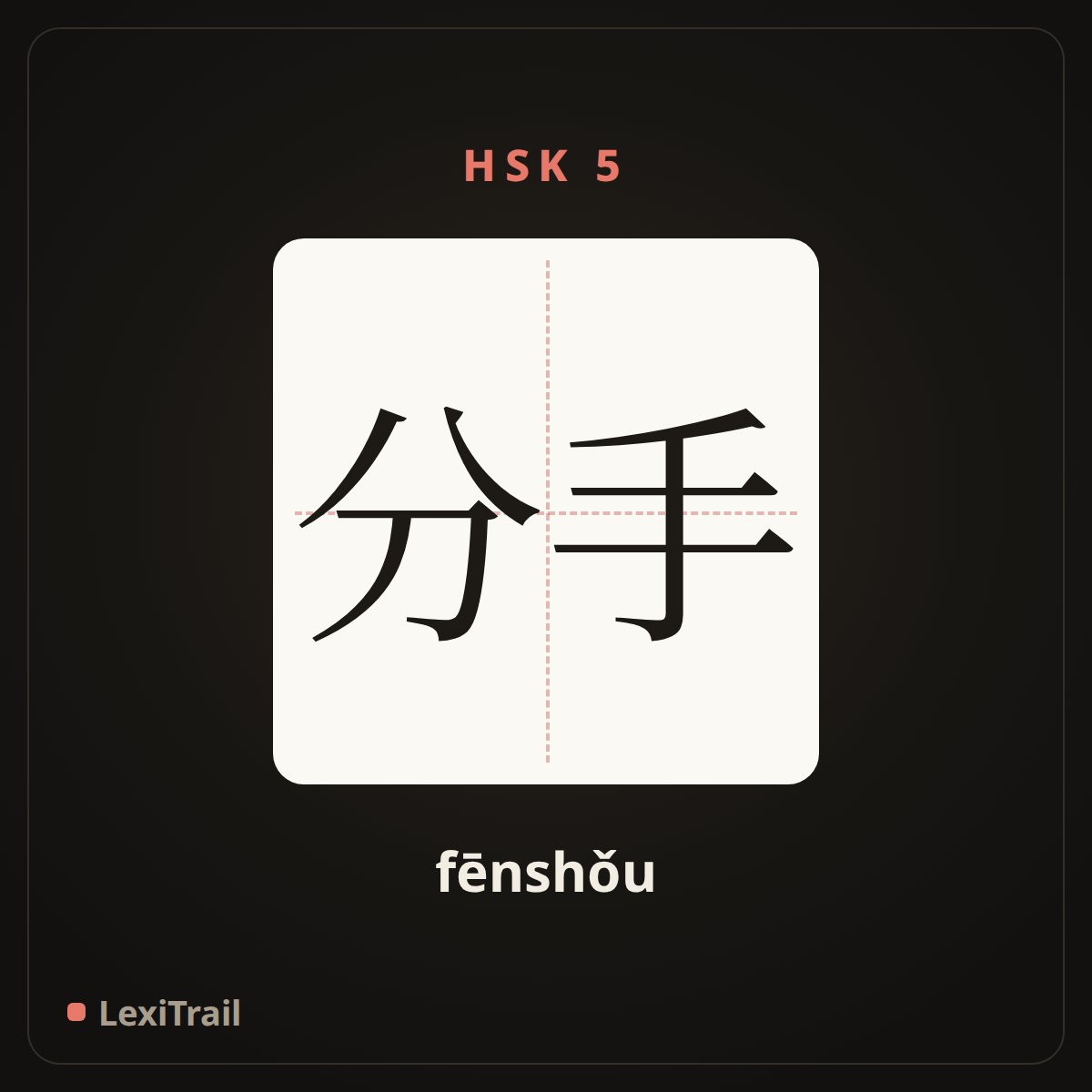分手 — the Chinese character for Break up (fēnshǒu), stroke diagram