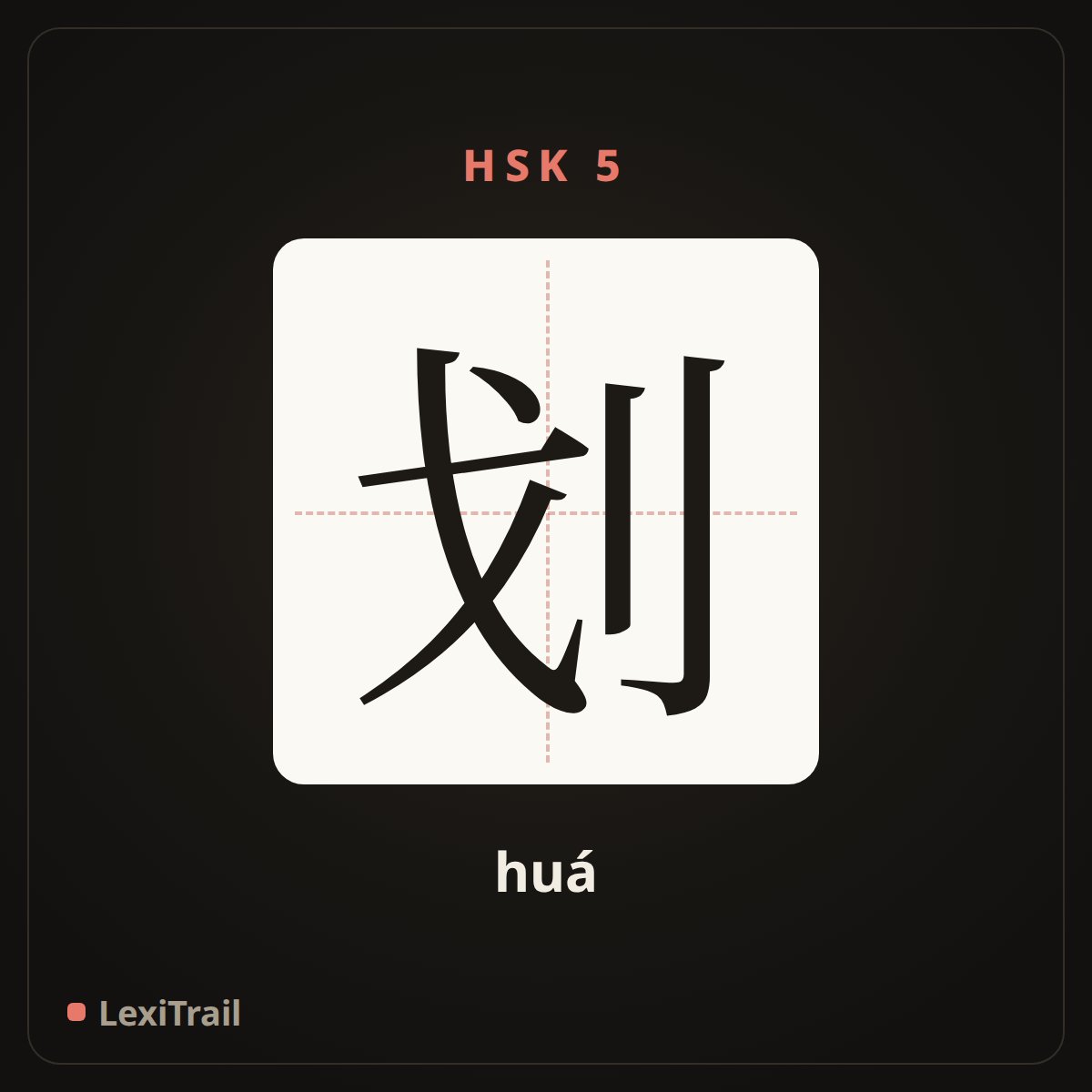划 — the Chinese character for Rowing (huá), stroke diagram