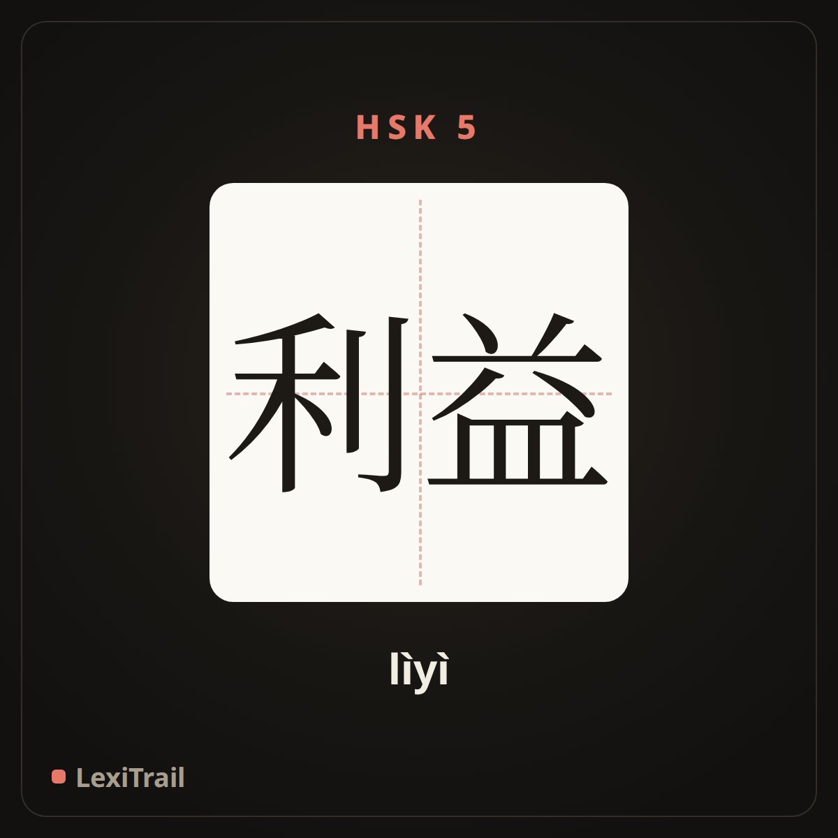 利益 — the Chinese character for interest (lìyì), stroke diagram