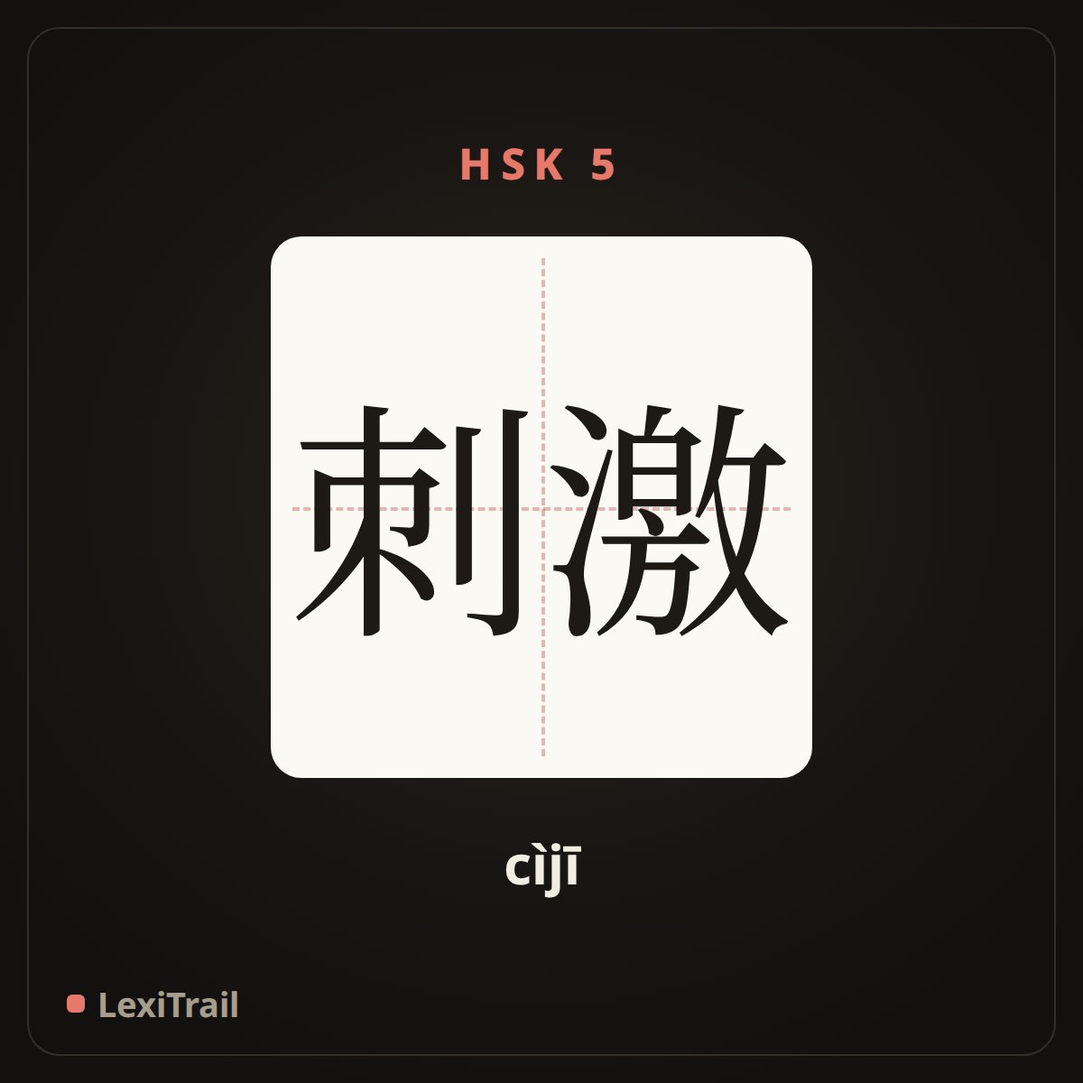 刺激 — the Chinese character for stimulate (cìjī), stroke diagram
