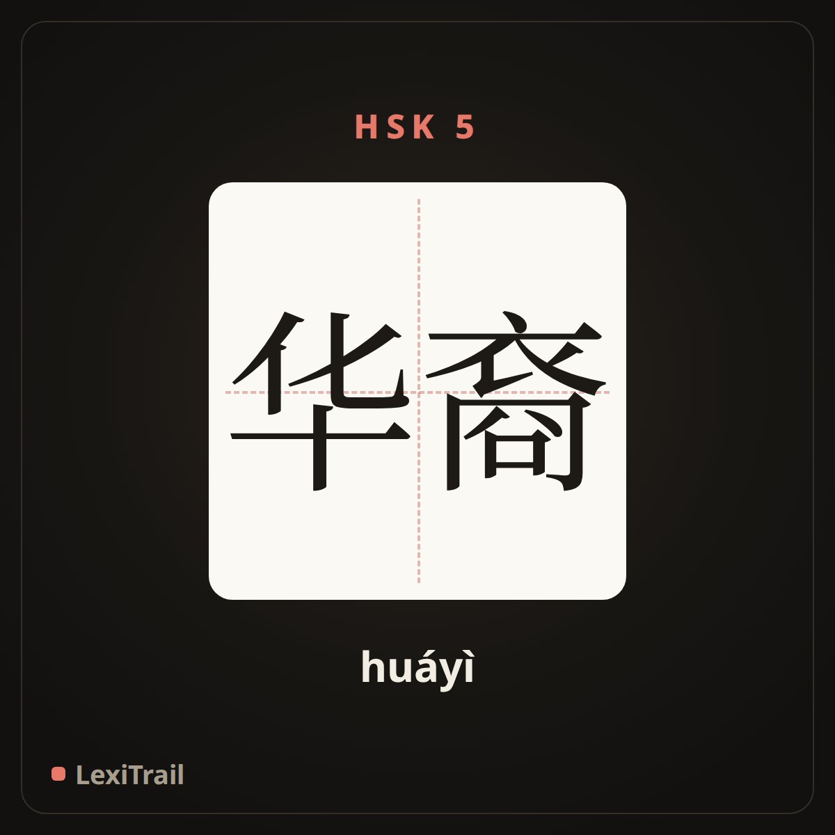 华裔 — the Chinese character for Chinese born (huáyì), stroke diagram