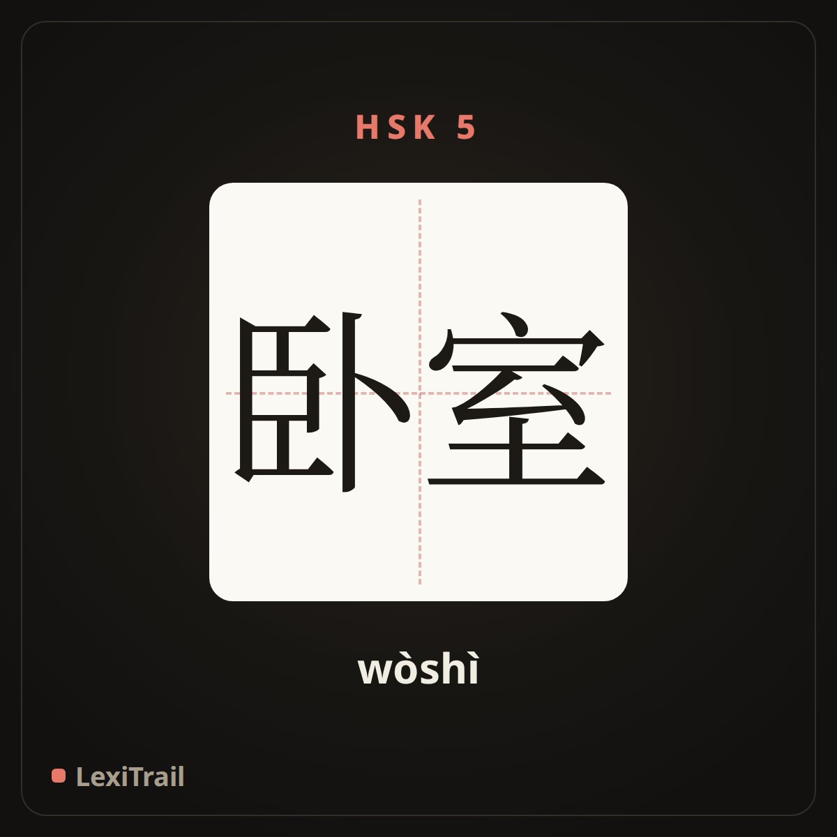 卧室 — the Chinese character for Bedroom (wòshì), stroke diagram