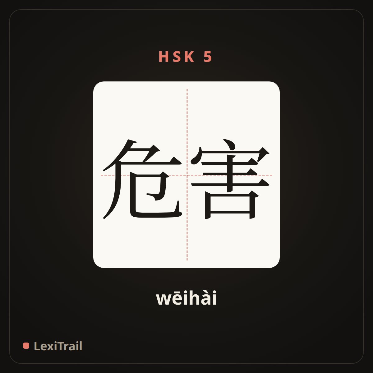 危害 — the Chinese character for Harm (wēihài), stroke diagram