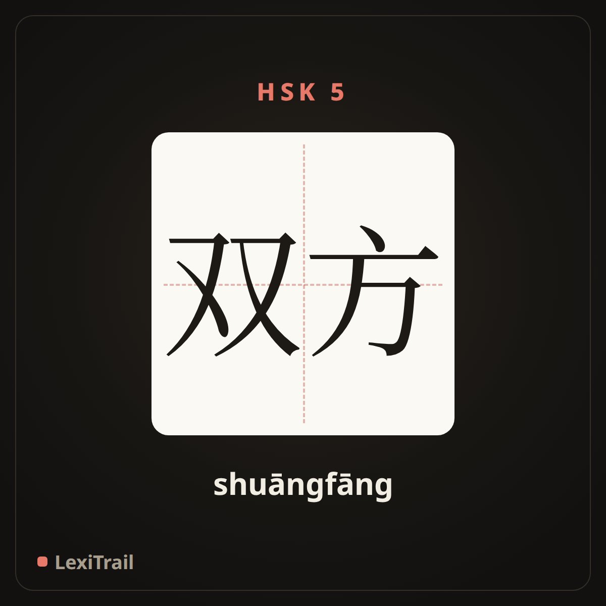双方 — the Chinese character for both sides (shuāngfāng), stroke diagram