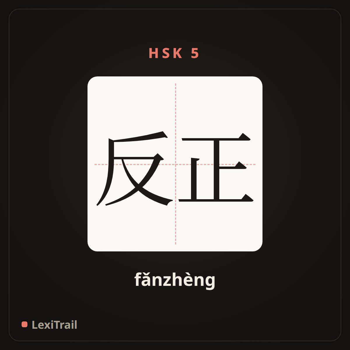 反正 — the Chinese character for anyway (fǎnzhèng), stroke diagram