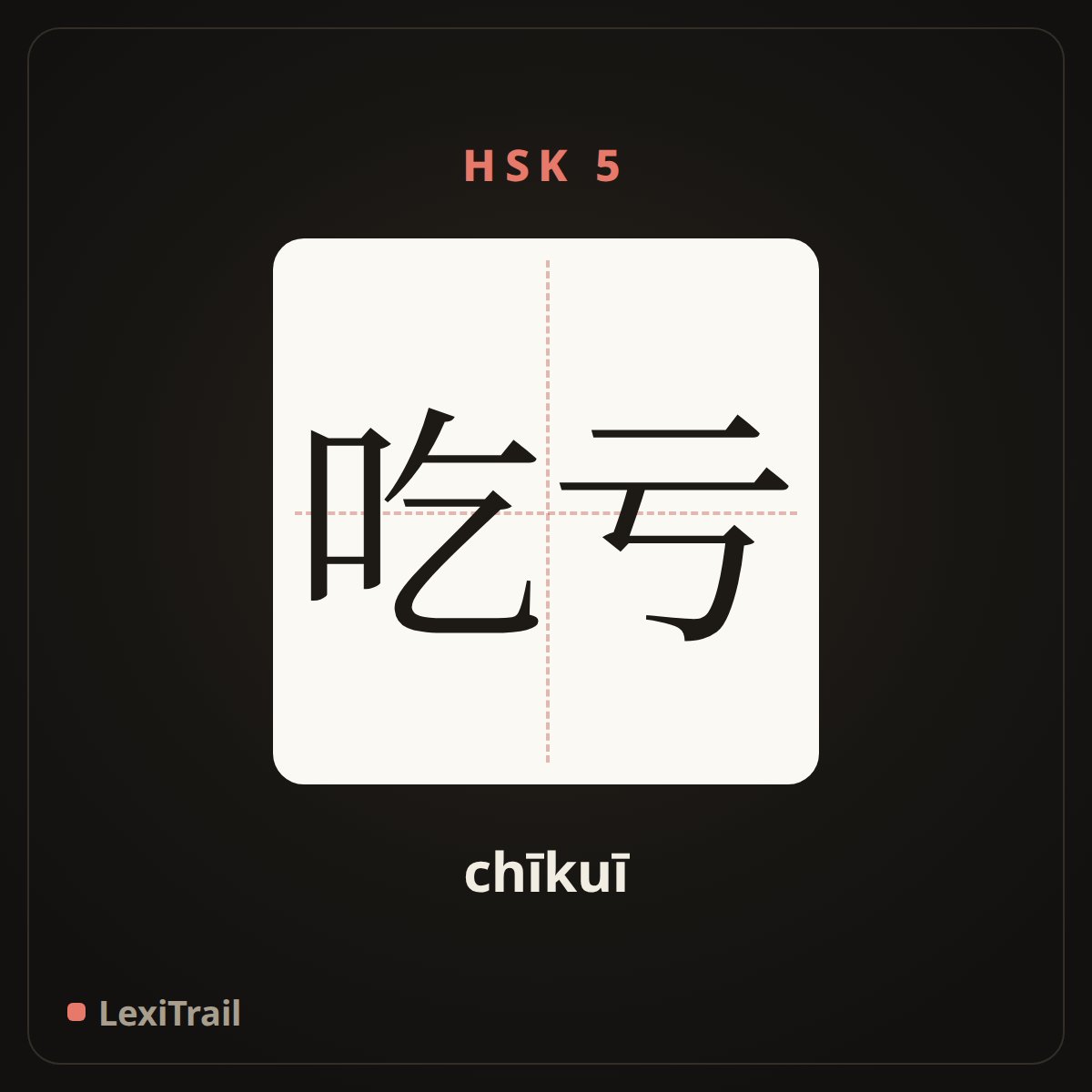 吃亏 — the Chinese character for Suffer (chīkuī), stroke diagram