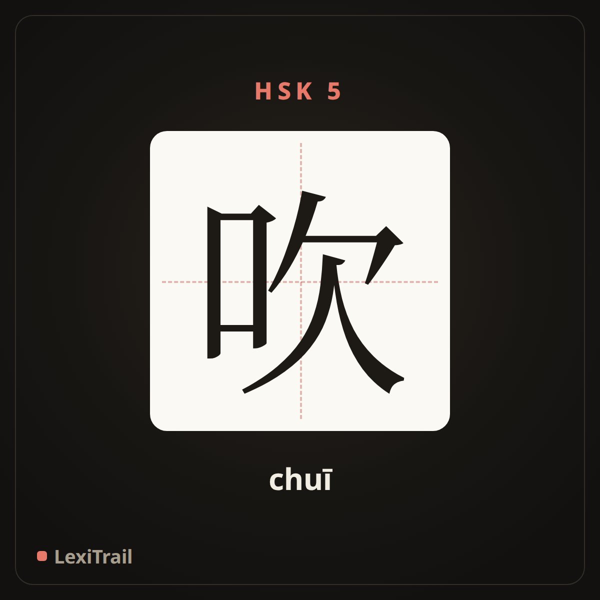 吹 — the Chinese character for blow (chuī), stroke diagram
