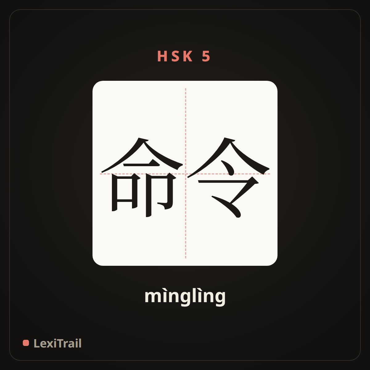 命令 — the Chinese character for call; nominate (mìnglìng), stroke diagram