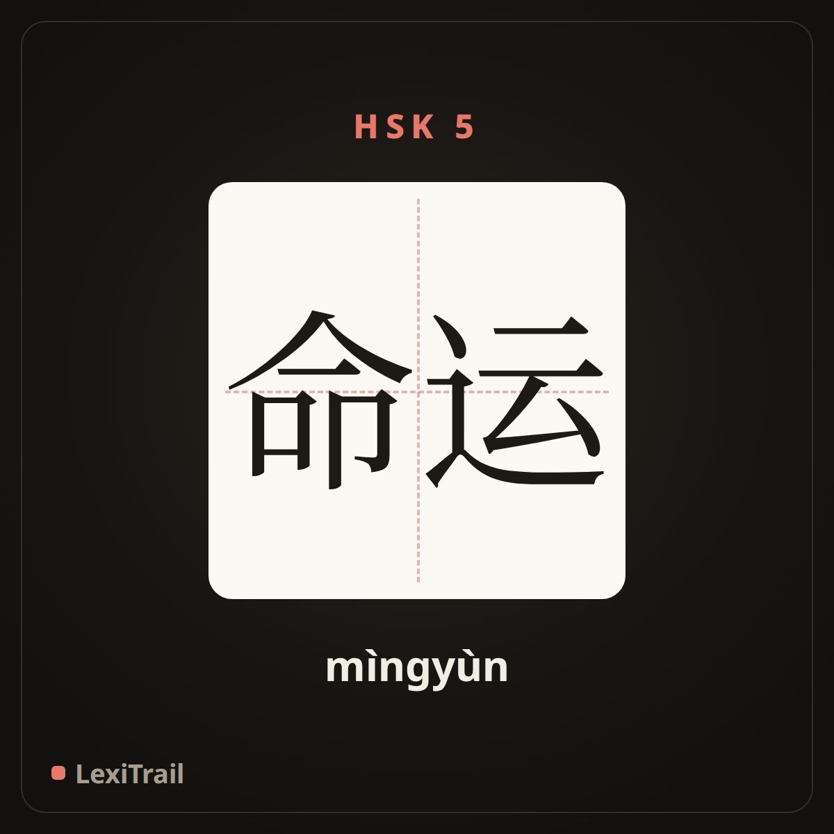 命运 — the Chinese character for fate, destiny (mìngyùn), stroke diagram