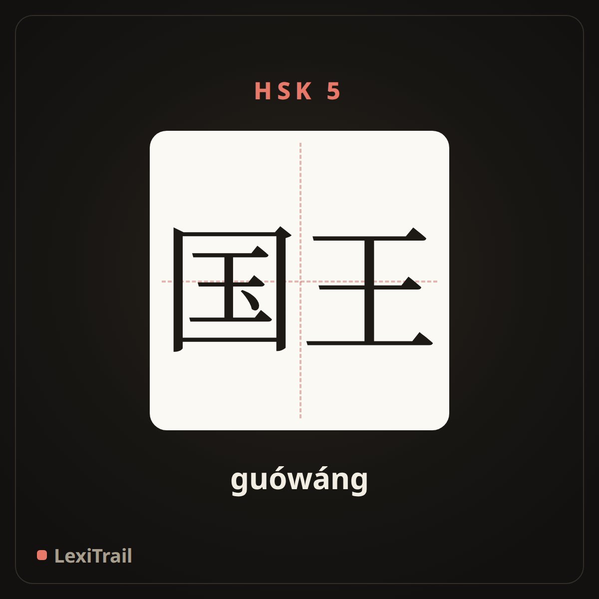 国王 — the Chinese character for king (guówáng), stroke diagram