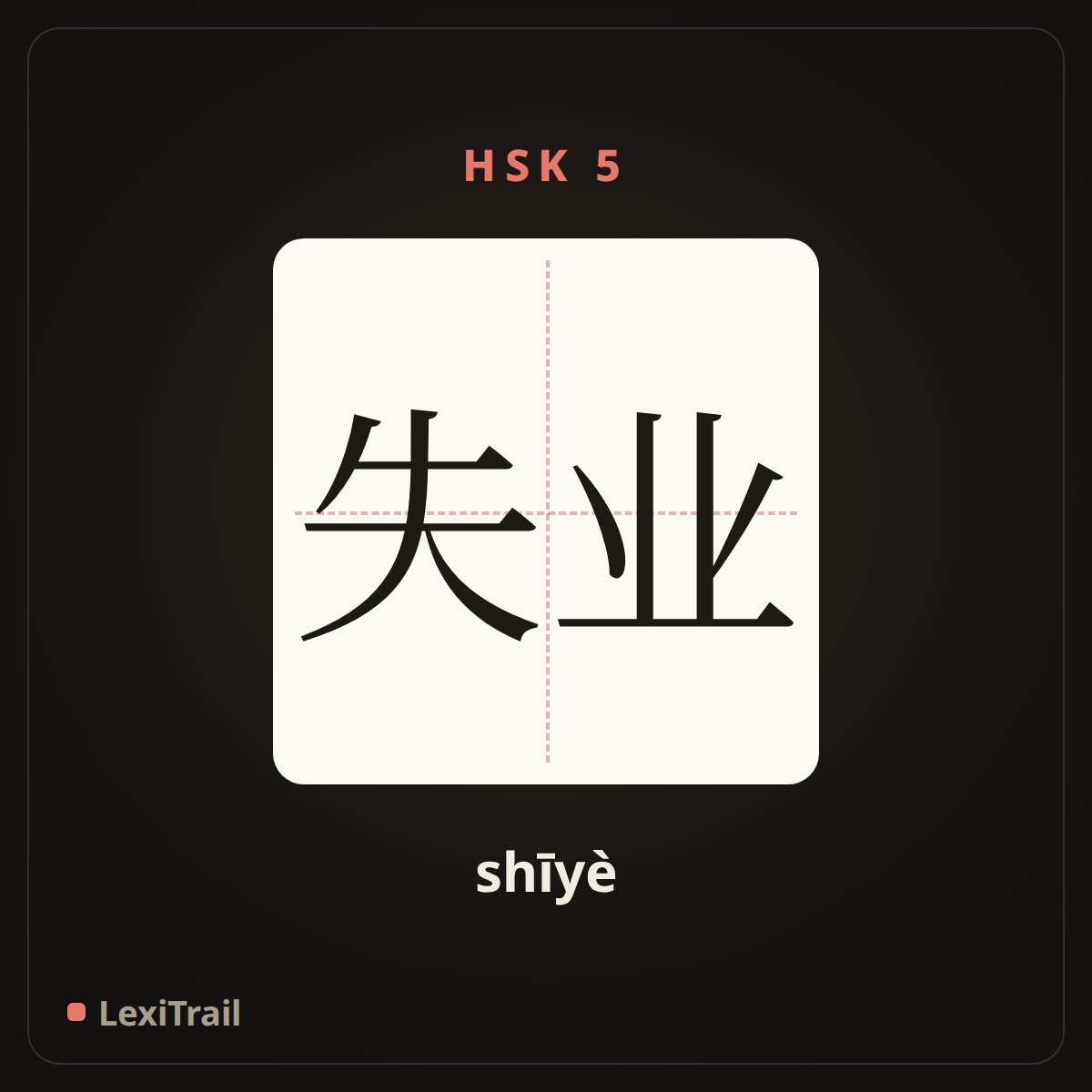 失业 — the Chinese character for Unemployment (shīyè), stroke diagram