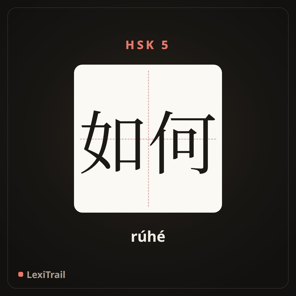 如何 — the Chinese character for How (rúhé), stroke diagram
