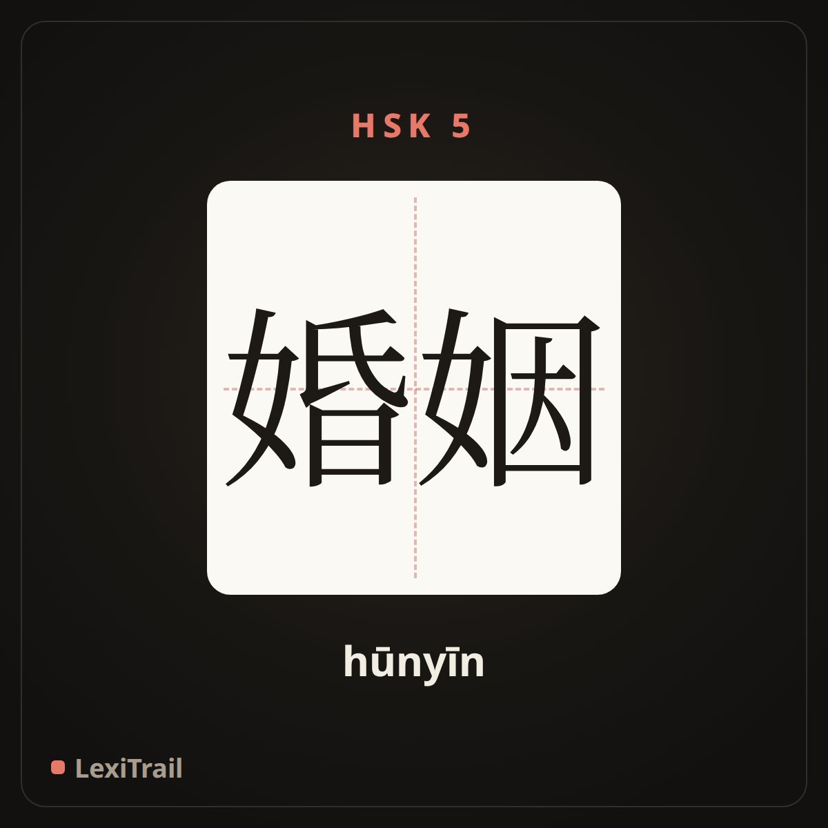 婚姻 — the Chinese character for Marriage (hūnyīn), stroke diagram